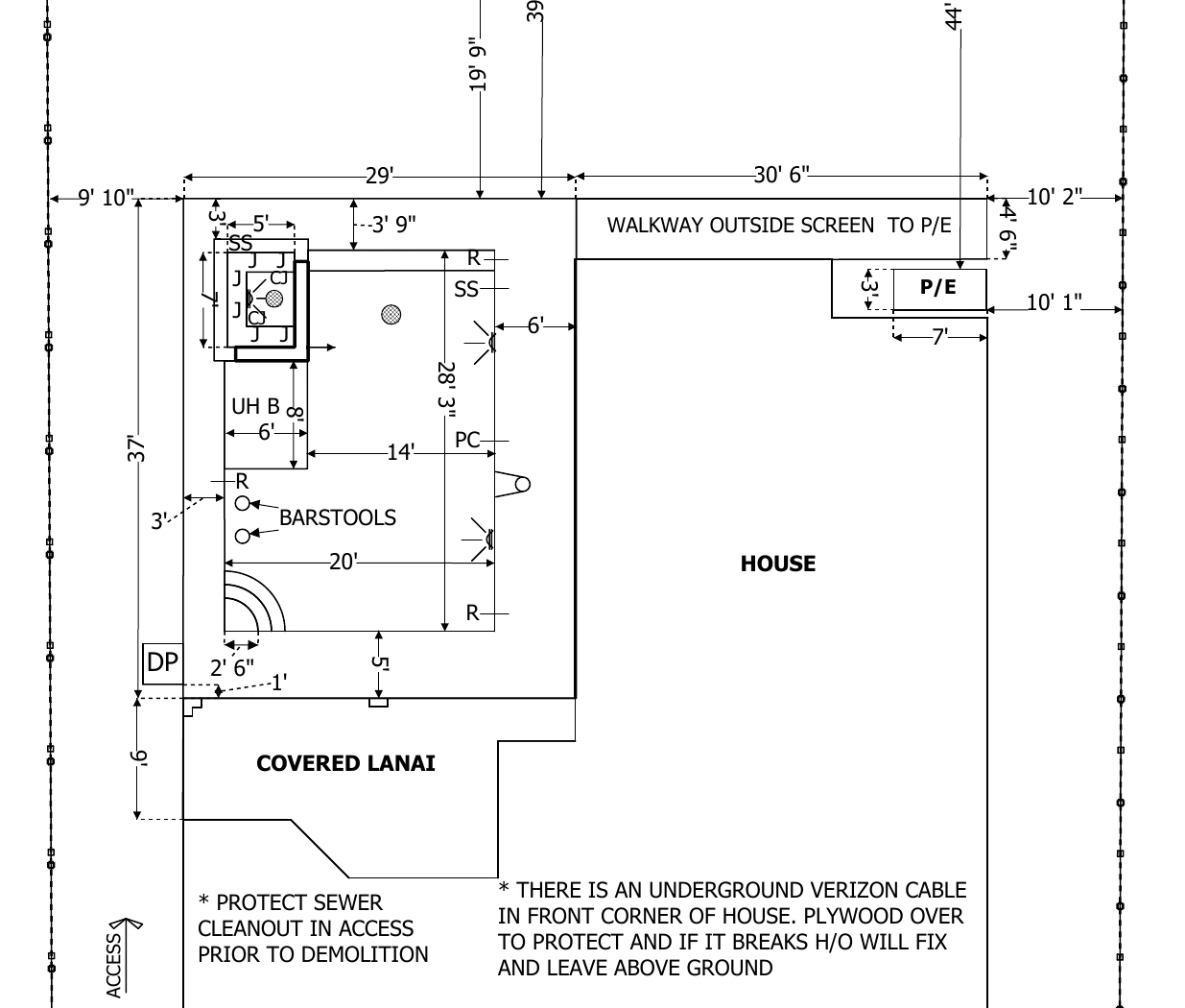 Wandsworth Drive plan showing the pool and spa layout